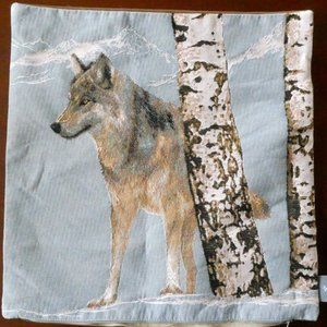 Gump's Wolf and Mountains Tapestry Pillow Cover 19"